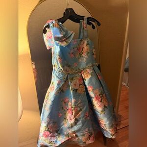 Rare Editions Blue Floral Kids Dress